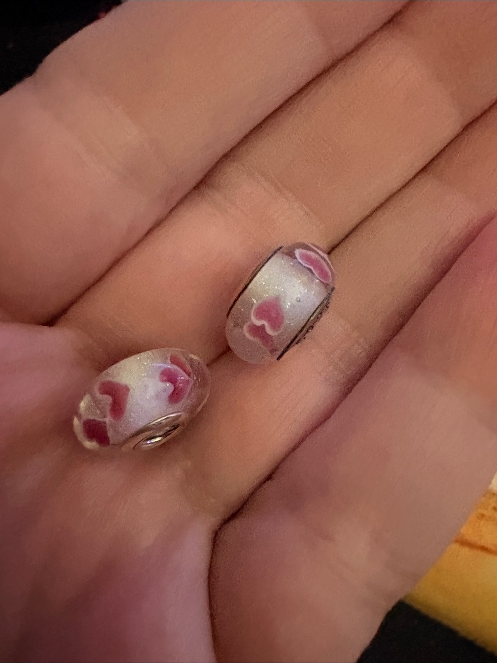 Pair of heart charms, one Pandora one look a like - Picture 2 of 2